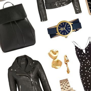 Style, Fashion, Black, Leather, Pattern, Analog watch, Design, Watch, Earrings, Leather jacket, 