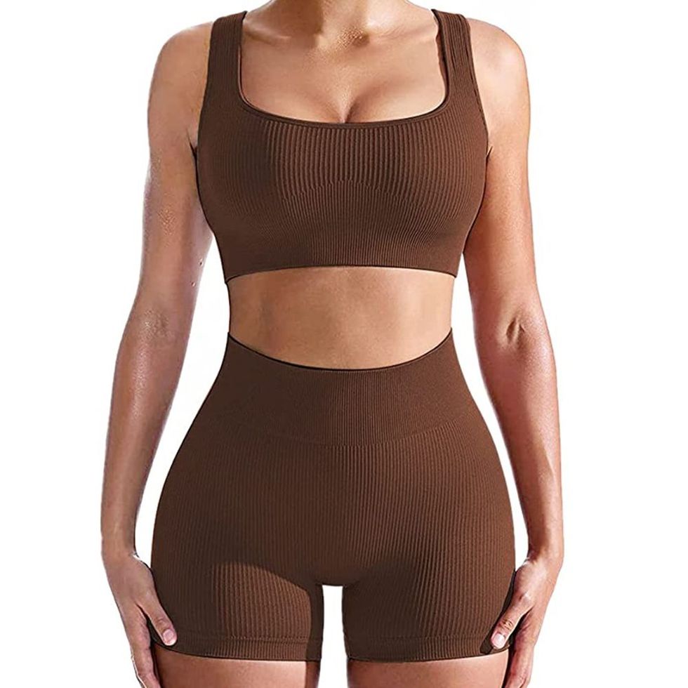 Ribbed Sports Bra and Shorts Set