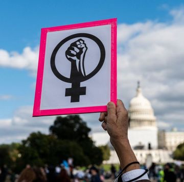 women holding an abortion rights sign