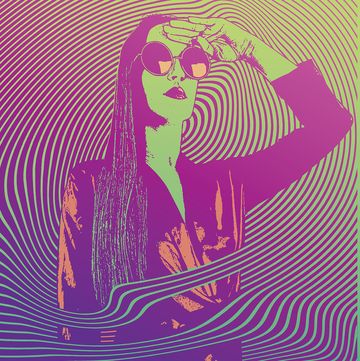 Retro styled 1960's psychedelic sensuous woman retro styled 1960's psychedelic sensuous woman with half tone pattern