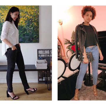Clothing, Footwear, Leg, Sleeve, Trousers, Denim, Human body, Textile, Shirt, Photograph, 